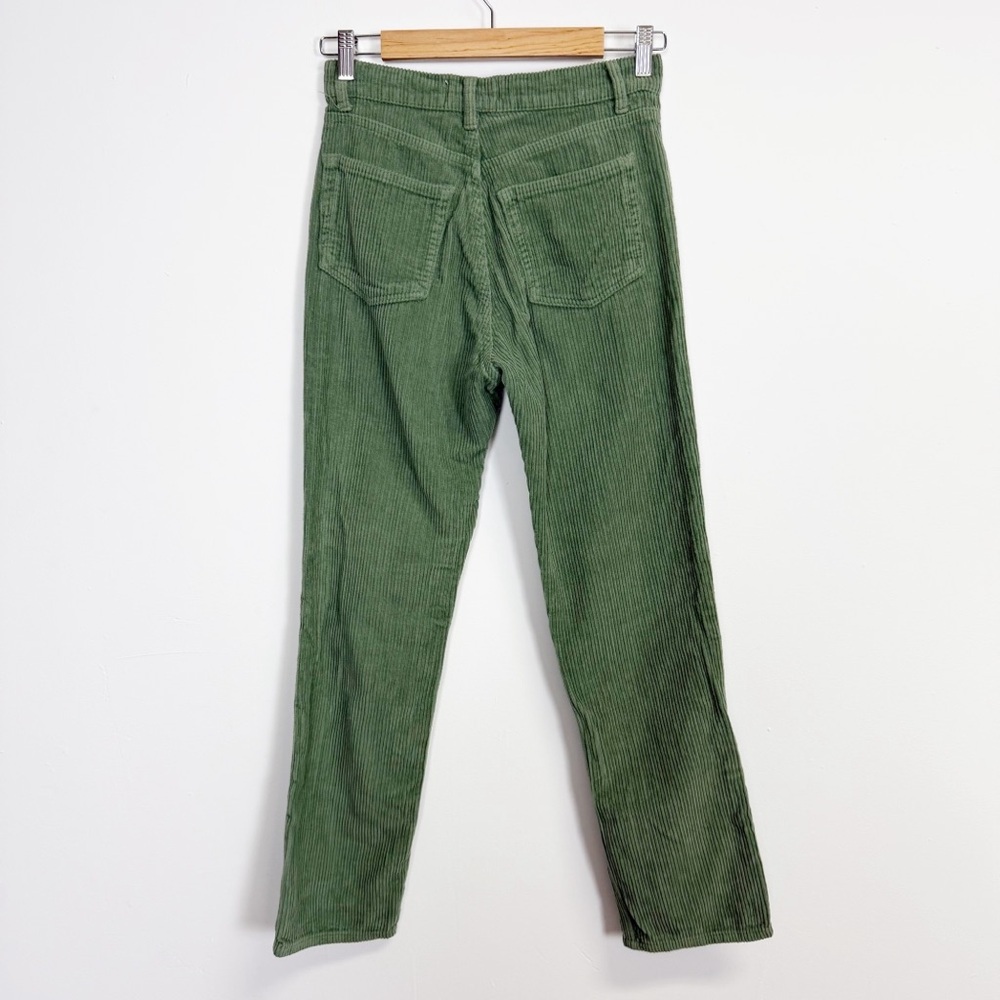 Reformation Cynthia Pants Womens 25 Green Corduroy High Rise Straight Moss Jeans - Picture 2 of 12